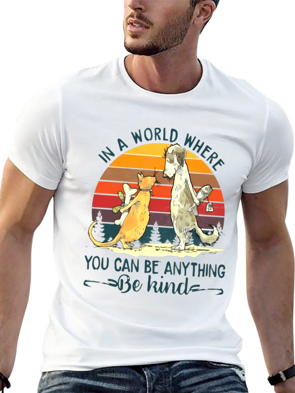 Be Kind T-Shirt: Cat & Dog Graphic Tee