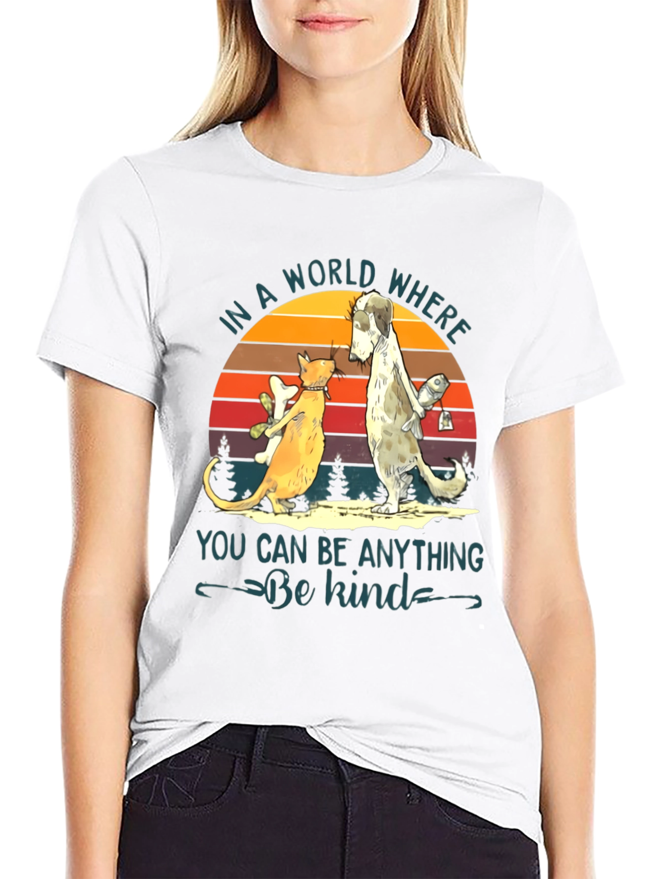 Be Kind T-Shirt: Cat & Dog Graphic Tee