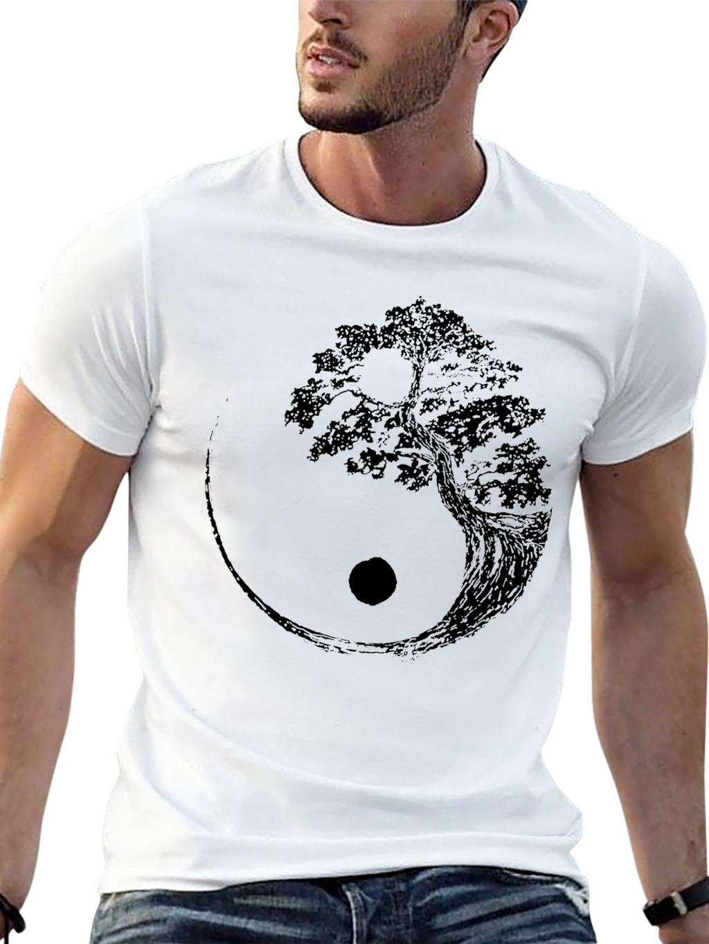 Yin Yang Tree Graphic Tee - Mens Black T-Shirt
