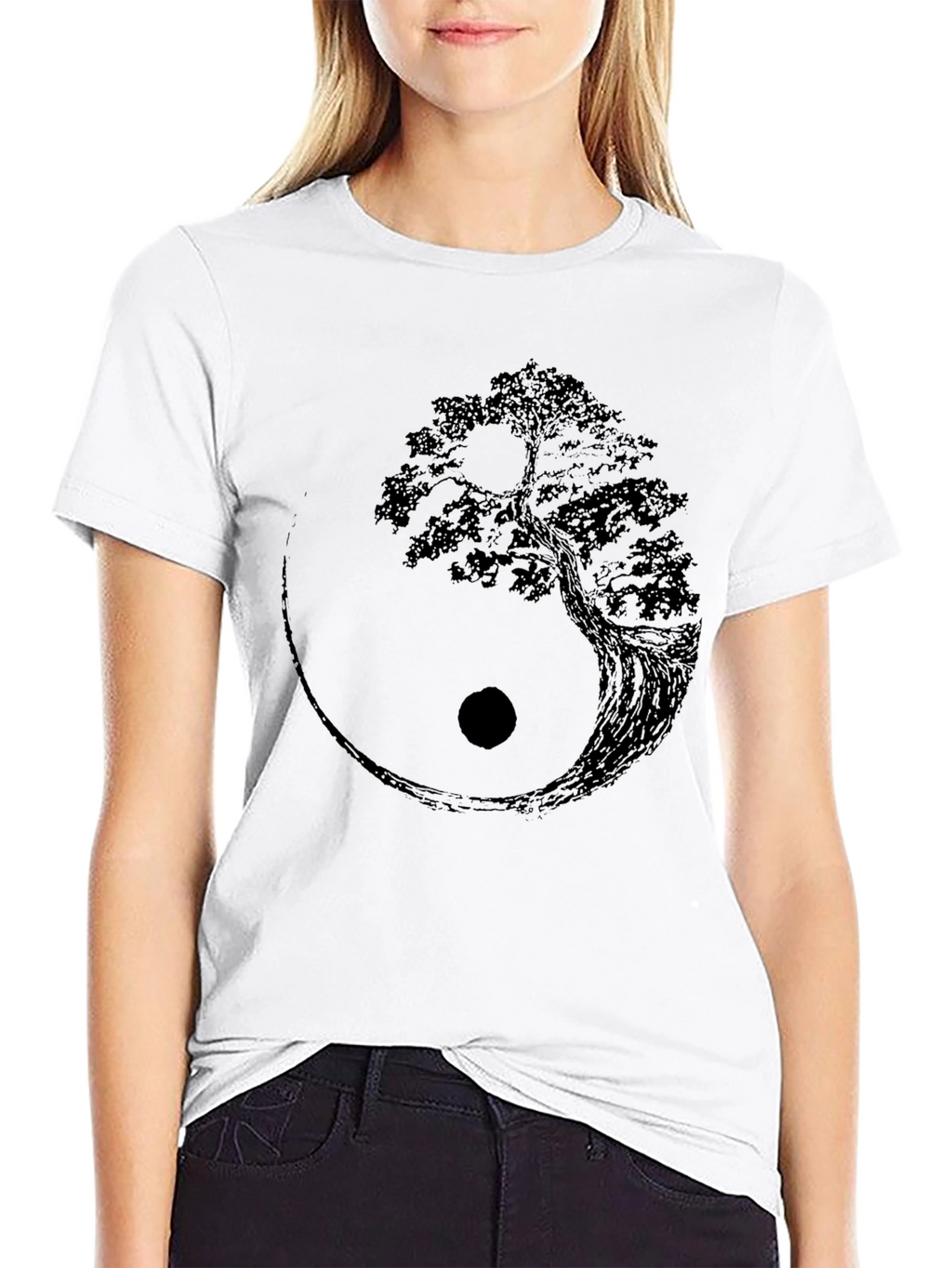 Yin Yang Tree Graphic Tee - Mens Black T-Shirt
