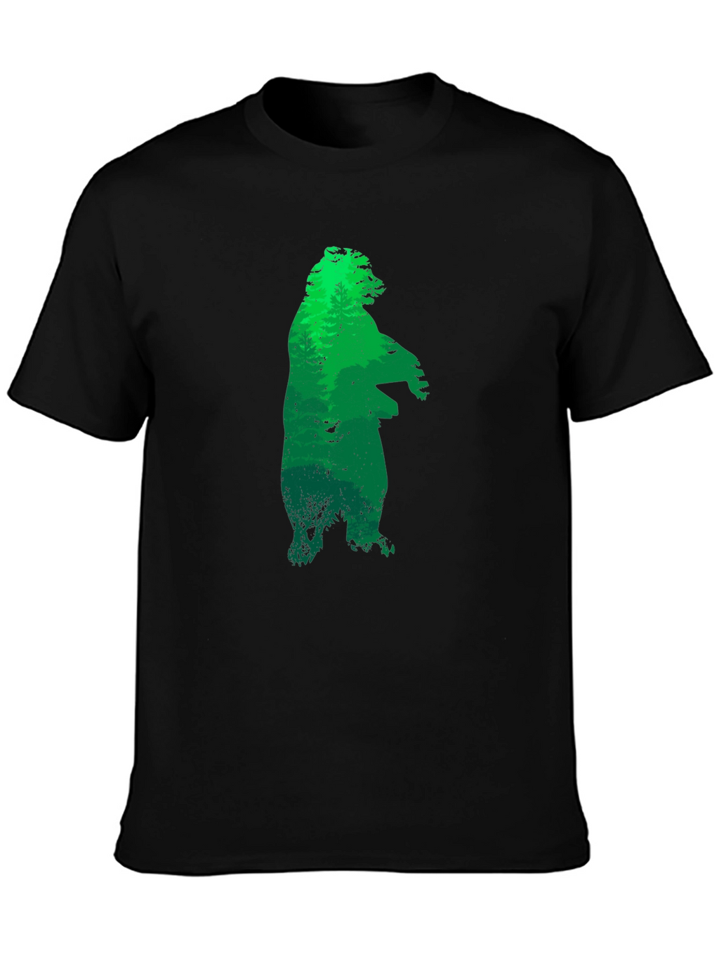 Green Bear Silhouette Black T-Shirt