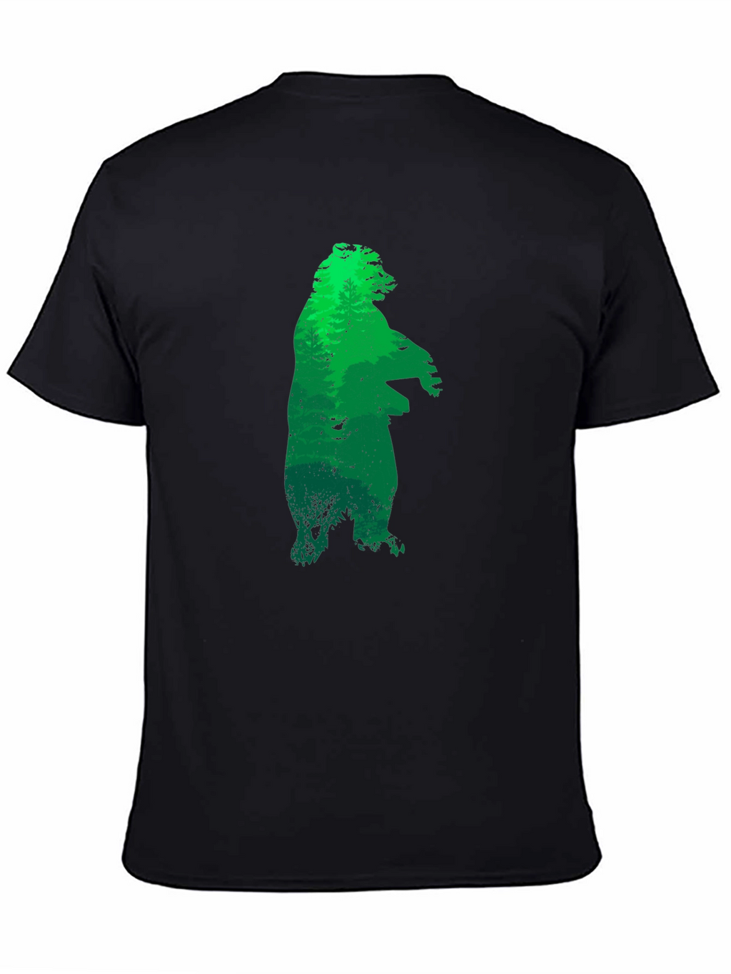 Green Bear Silhouette Black T-Shirt