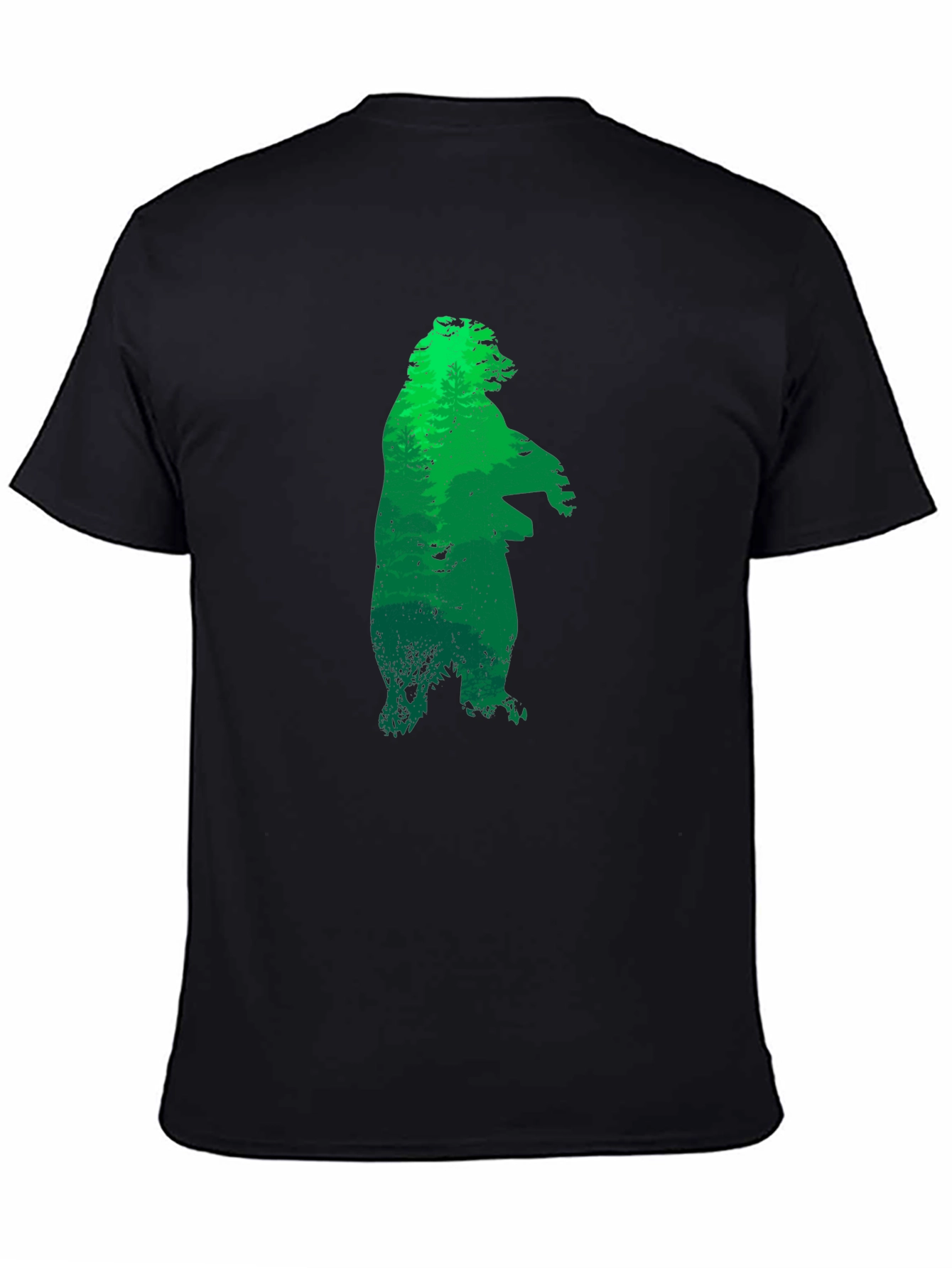 Green Bear Silhouette Black T-Shirt