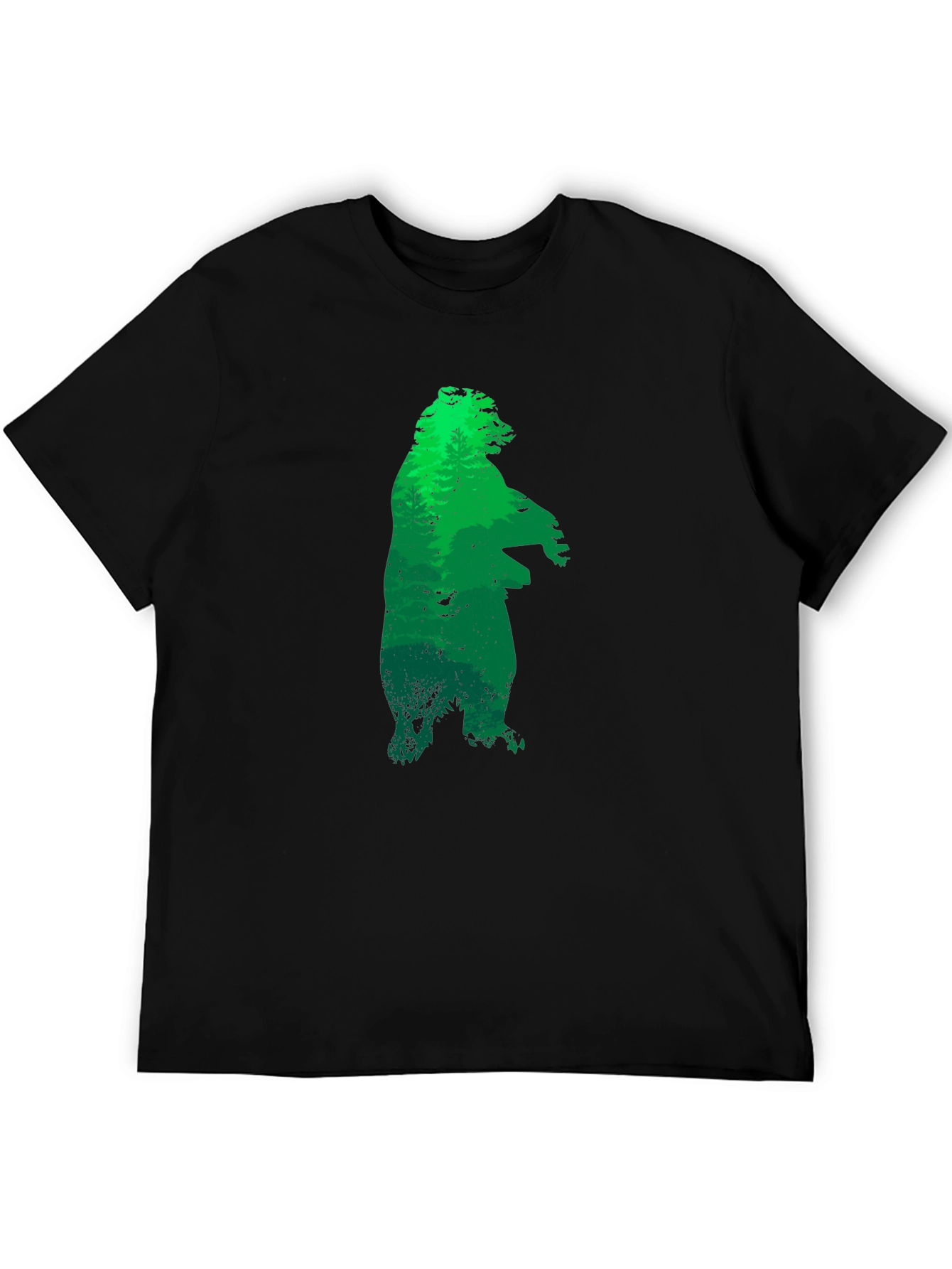 Green Bear Silhouette Black T-Shirt