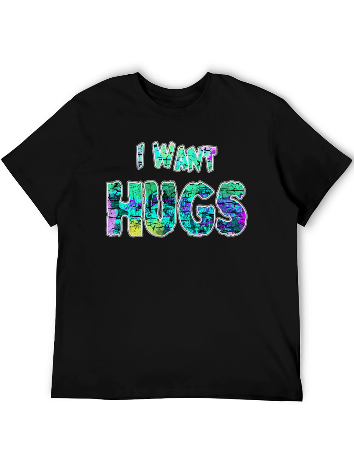 I Want Hugs Black Graphic T-Shirt