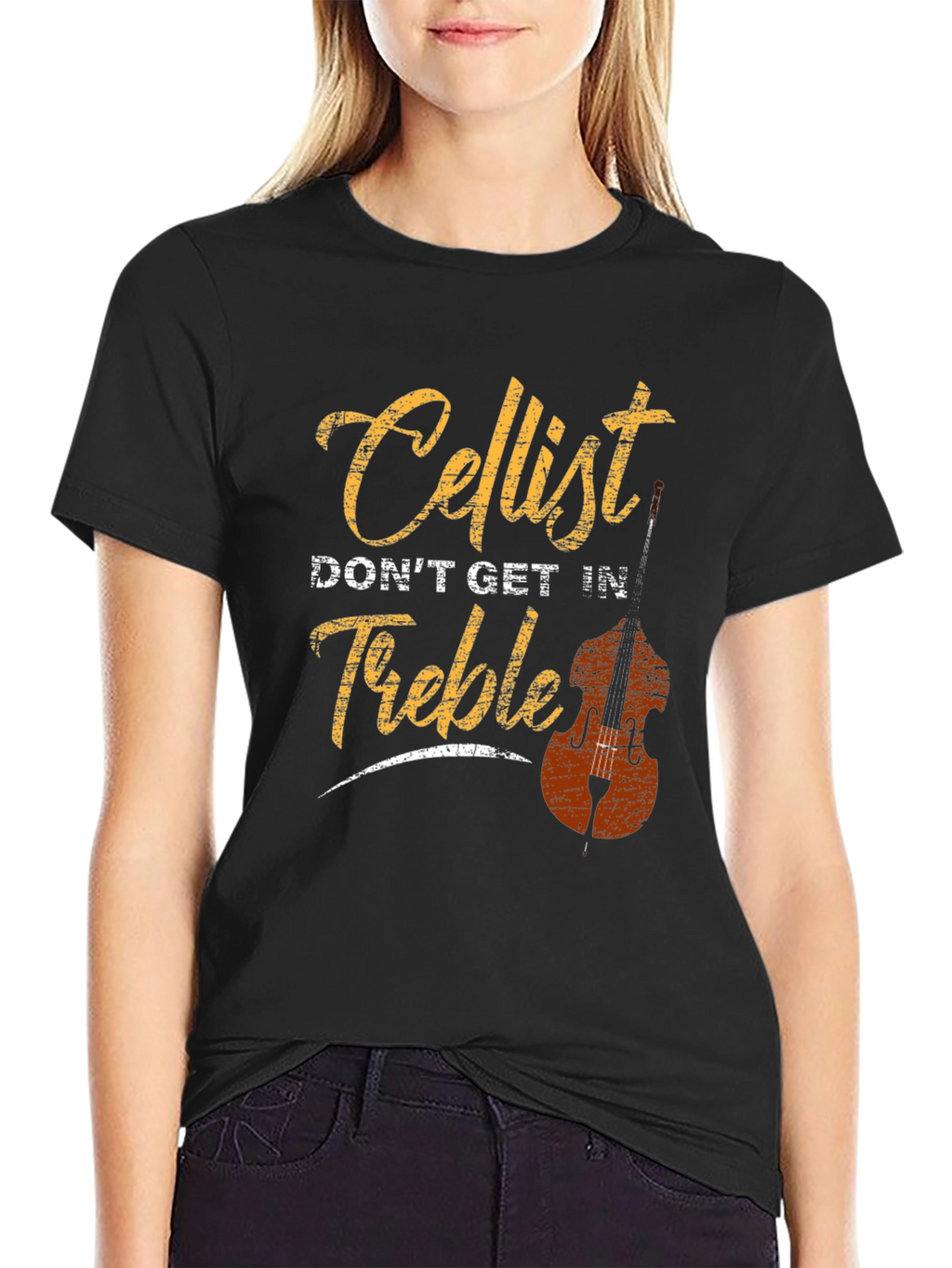 Cellist Dont Get In Treble Graphic T-Shirt