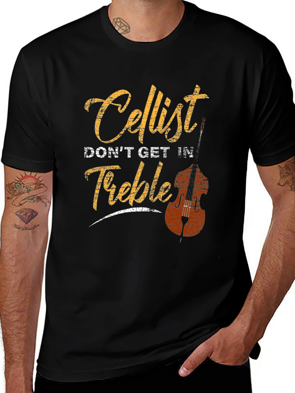 Cellist Dont Get In Treble Graphic T-Shirt