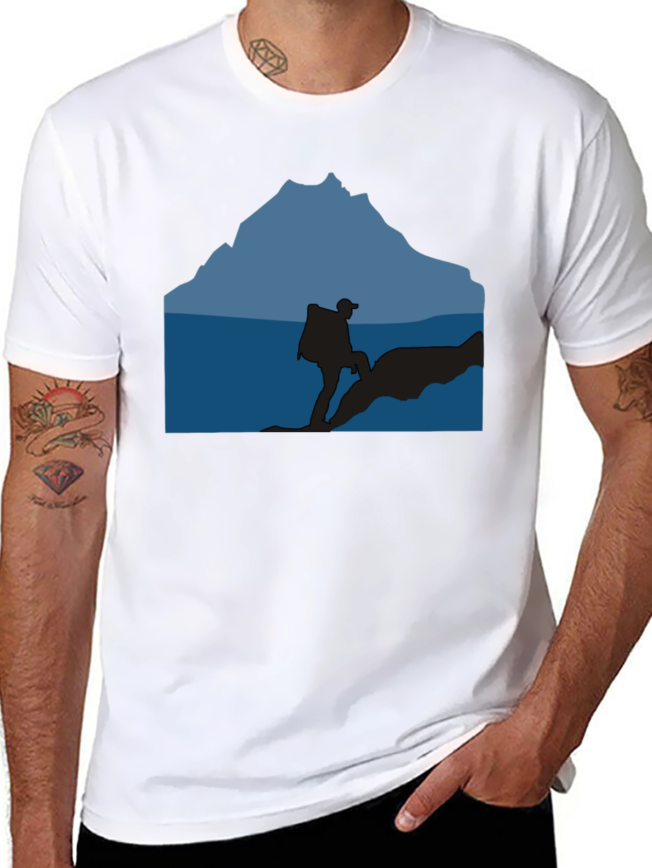 Outdoor Adventure Silhouette Graphic Tee - Black