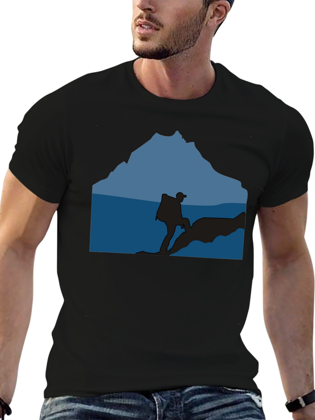 Outdoor Adventure Silhouette Graphic Tee - Black