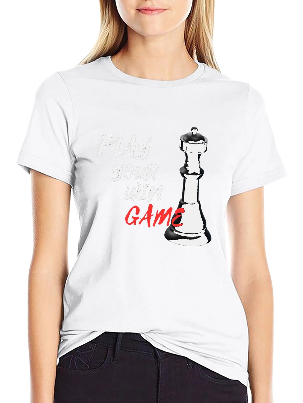 Play Your Win Game Chess Piece Black T-Shirt