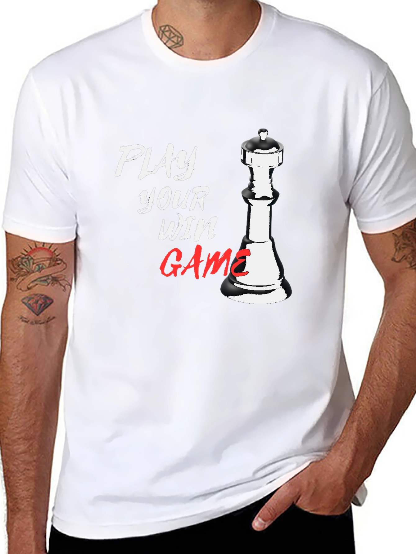 Play Your Win Game Chess Piece Black T-Shirt