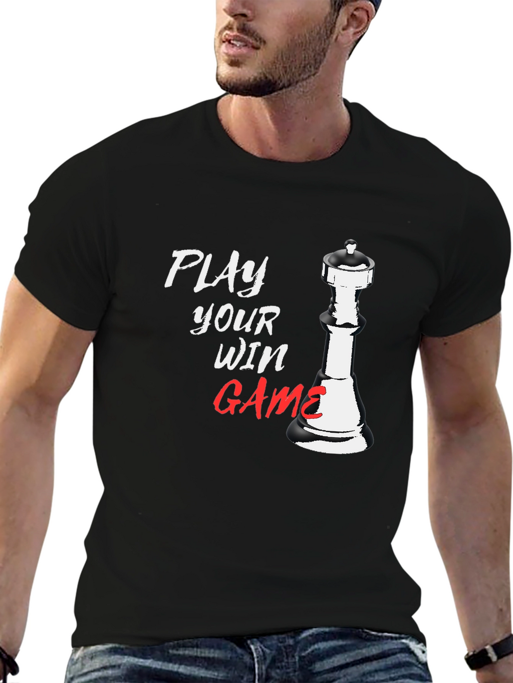 Play Your Win Game Chess Piece Black T-Shirt