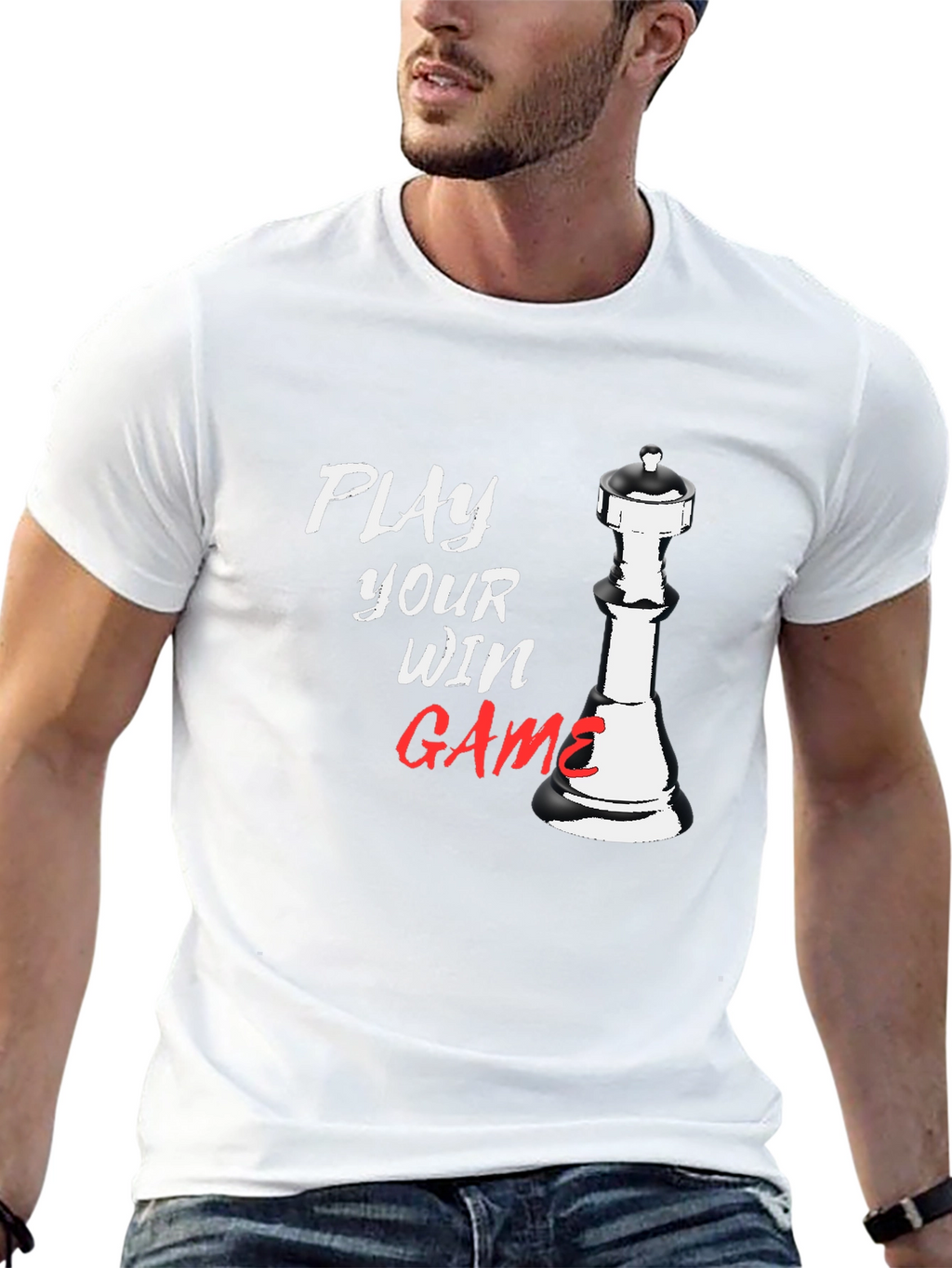 Play Your Win Game Chess Piece Black T-Shirt