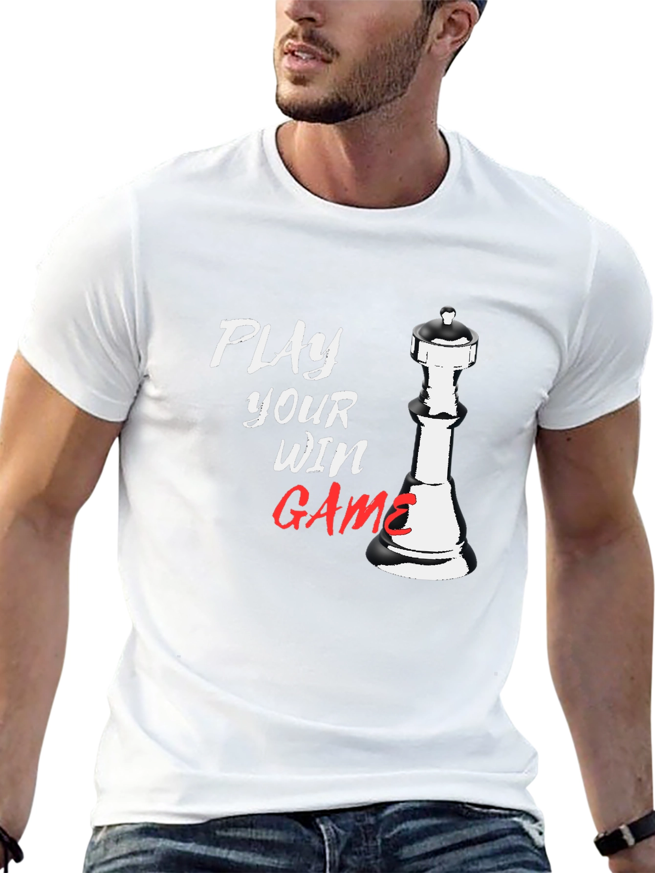Play Your Win Game Chess Piece Black T-Shirt