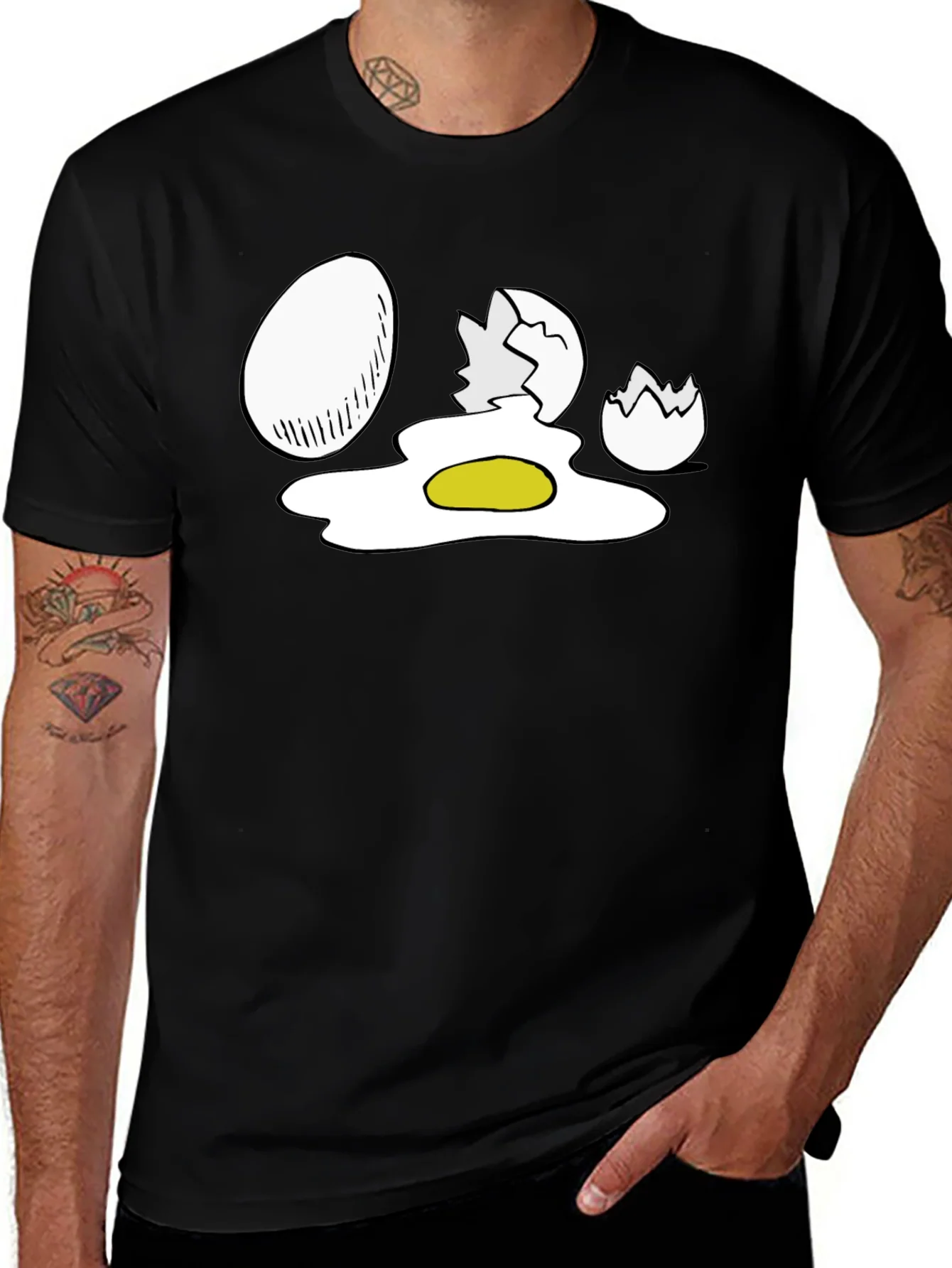 Egg-cellent Black T-Shirt - Funny Egg Cartoon Design