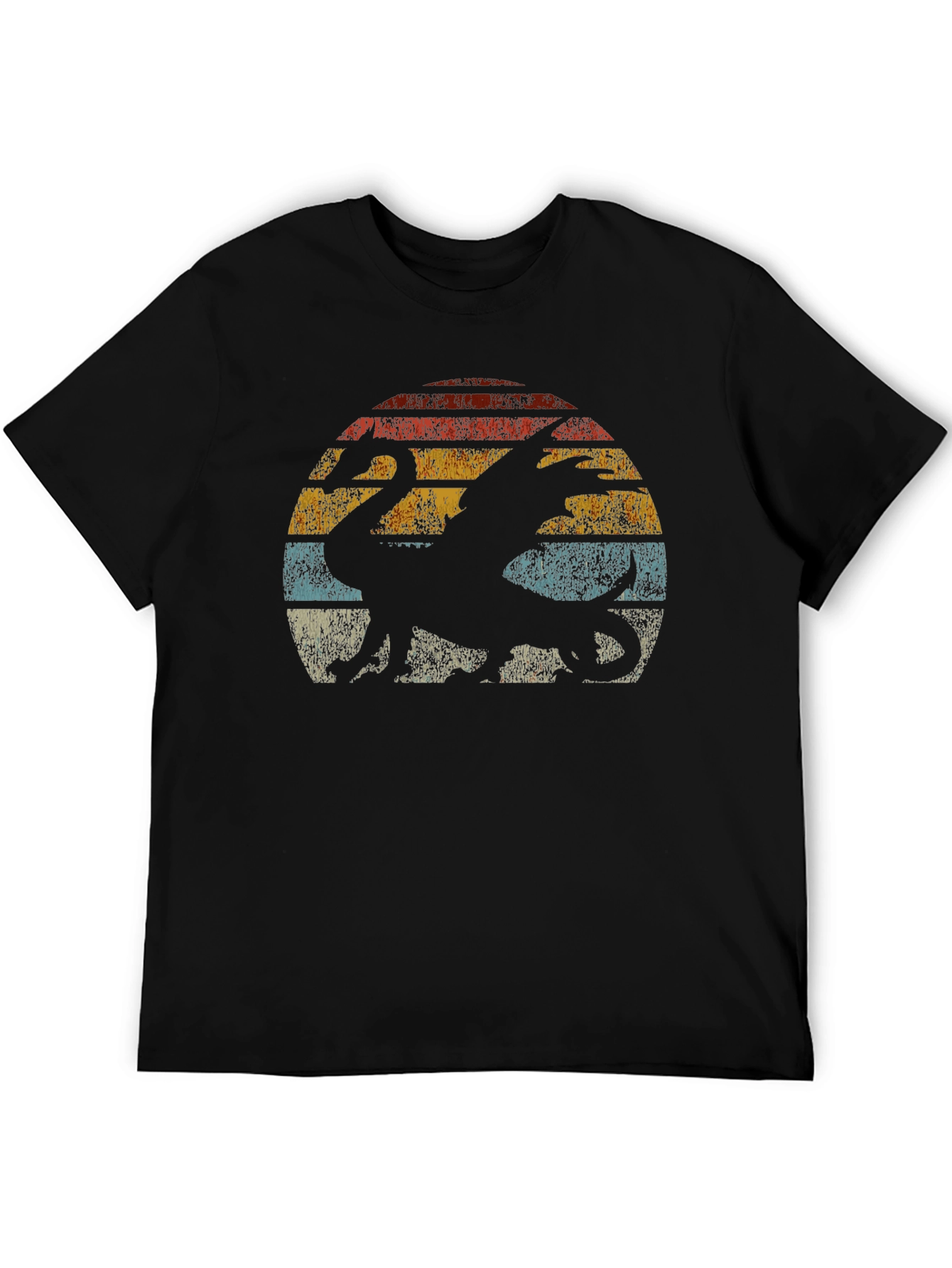 Retro Dragon Sunset Graphic T-Shirt - Vintage Style