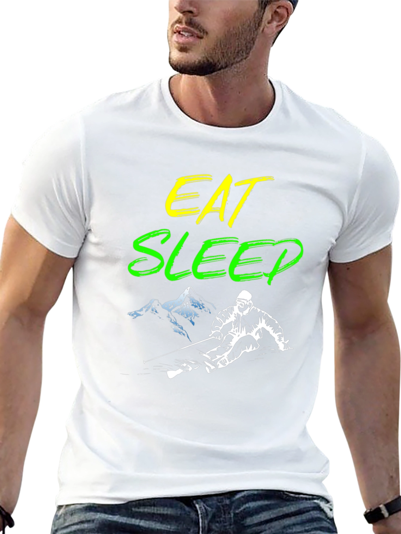 Eat Sleep Ski Black Graphic Tee