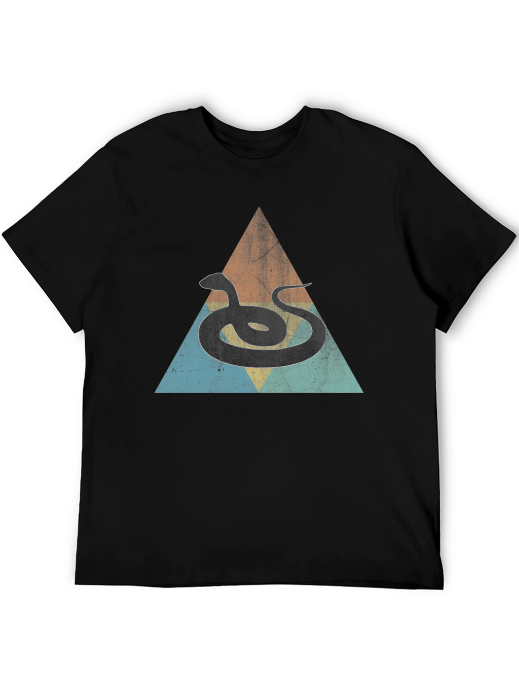 Retro Snake Triangle Graphic Tee - Unique Design