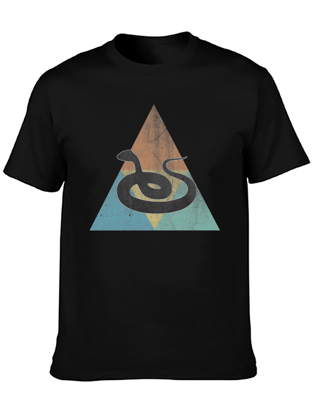 Retro Snake Triangle Graphic Tee - Unique Design