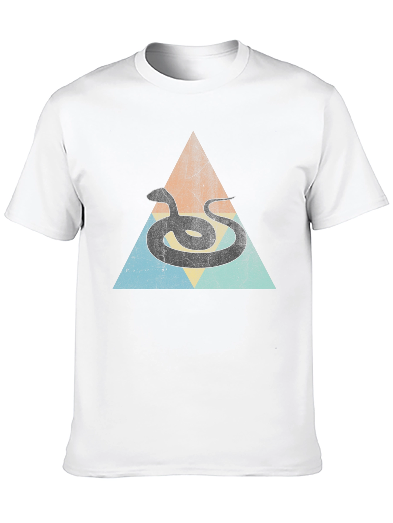 Retro Snake Triangle Graphic Tee - Unique Design