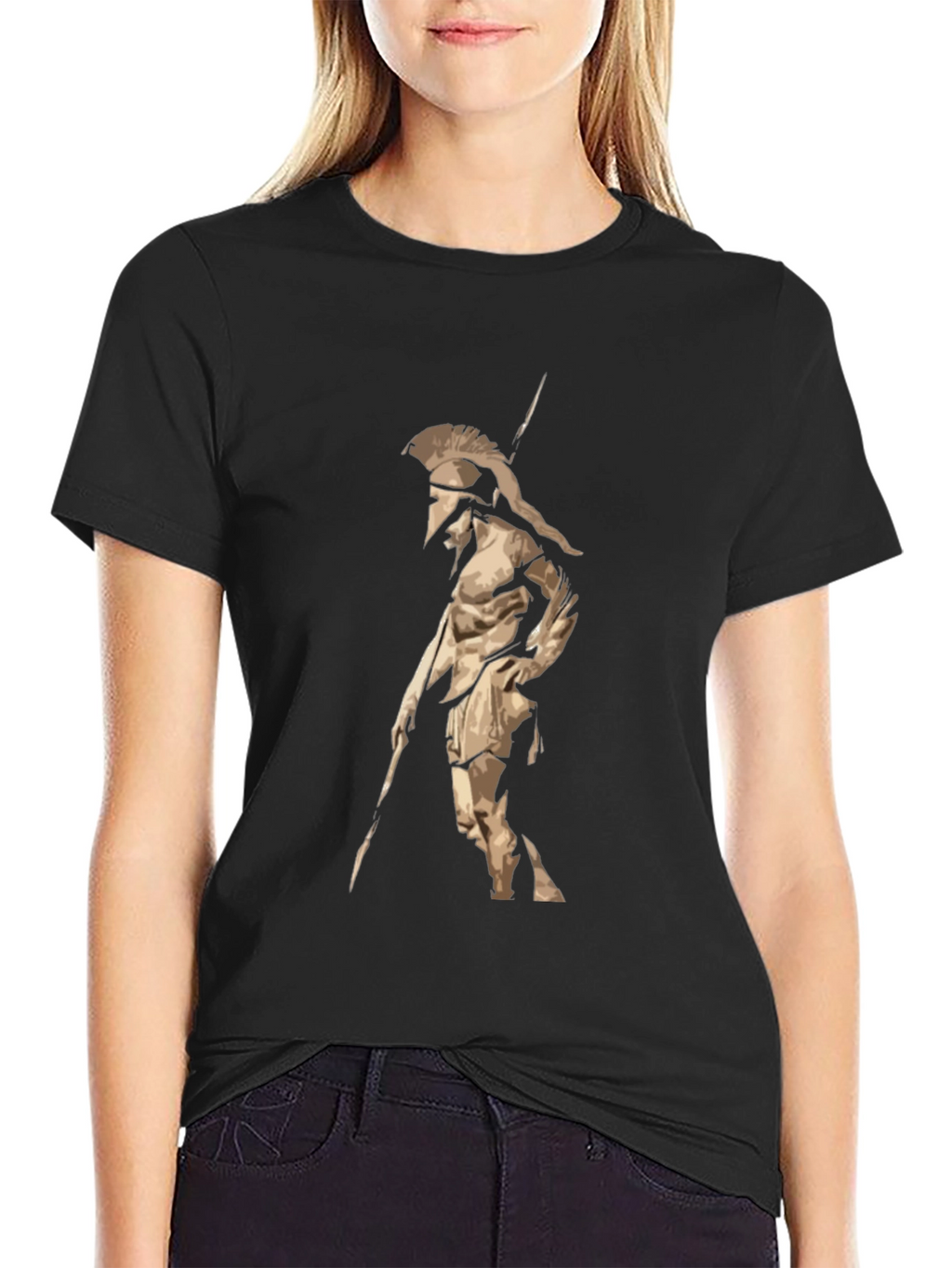 Spartan Warrior Graphic T-Shirt - Black Cotton Tee
