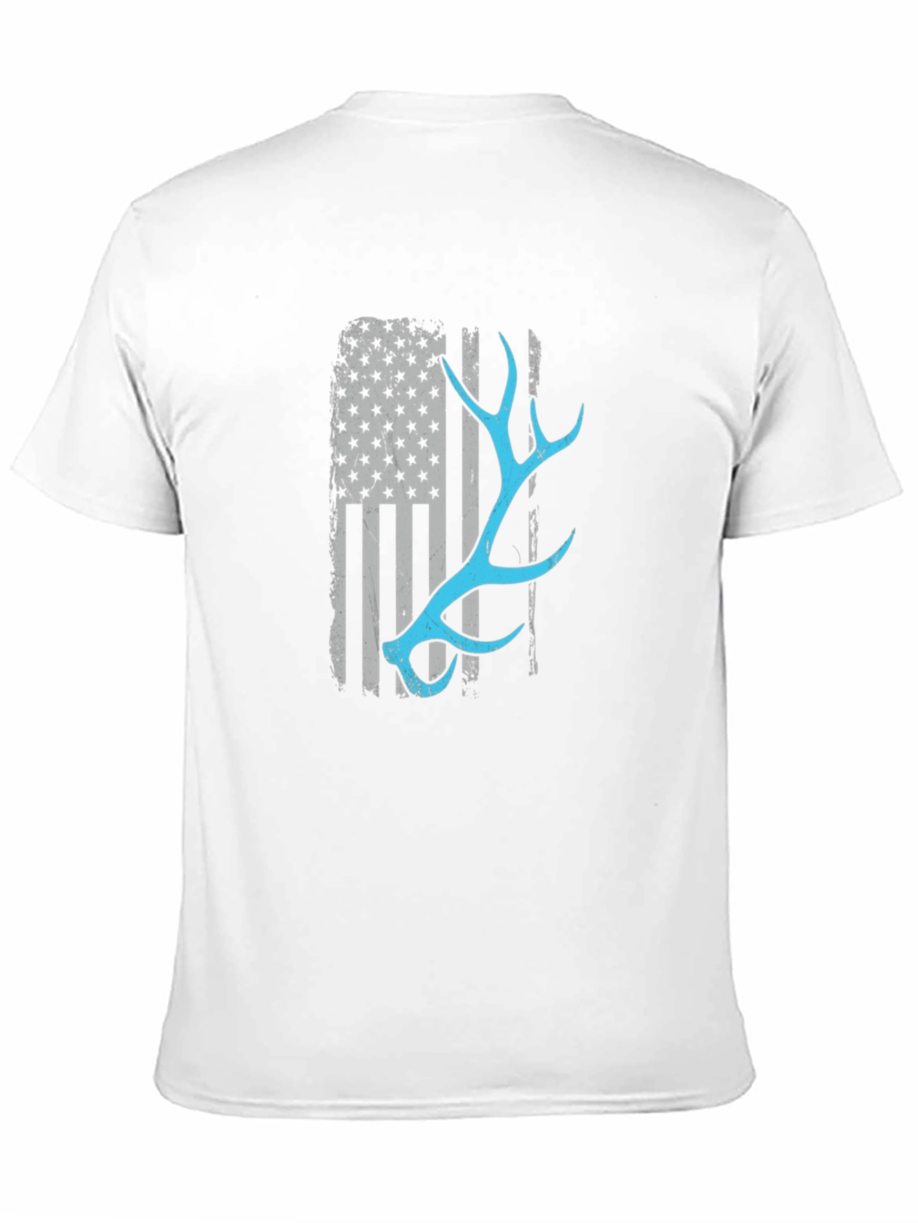 Deer Antler American Flag Black T-Shirt