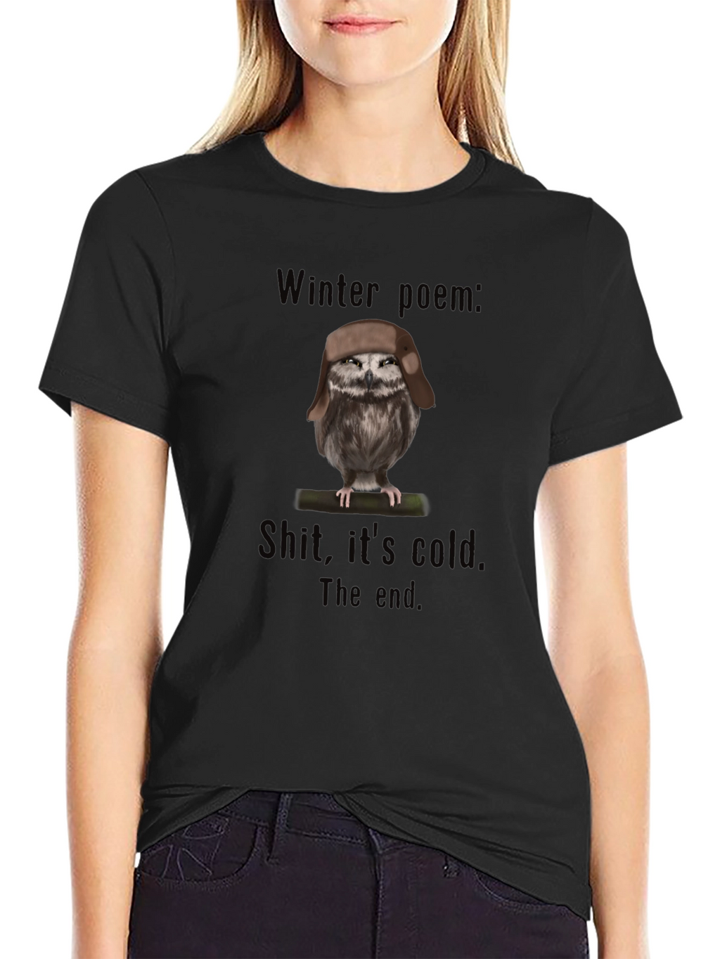 Winter Poem Owl T-Shirt - Funny Graphic Tee