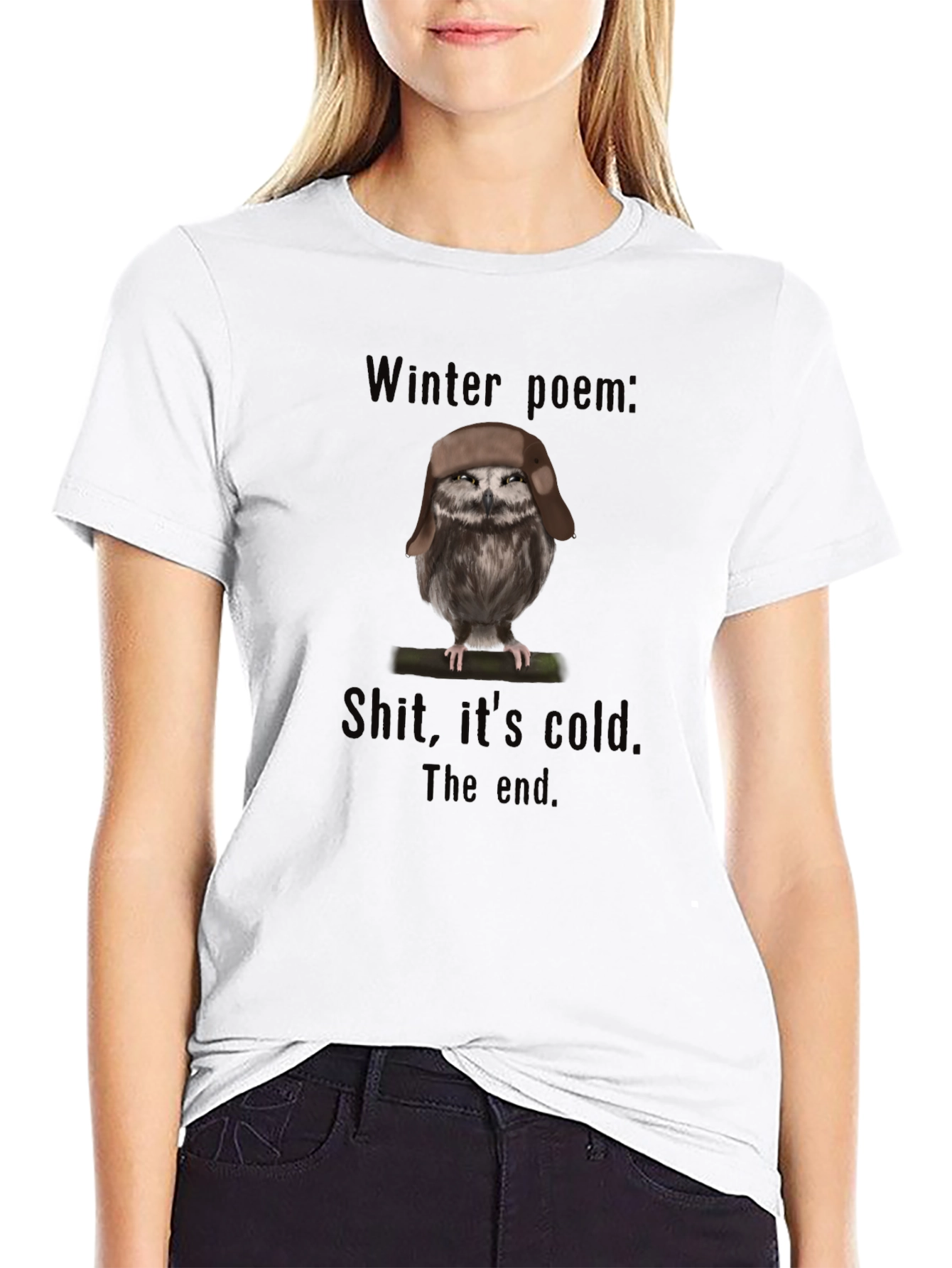 Winter Poem Owl T-Shirt - Funny Graphic Tee