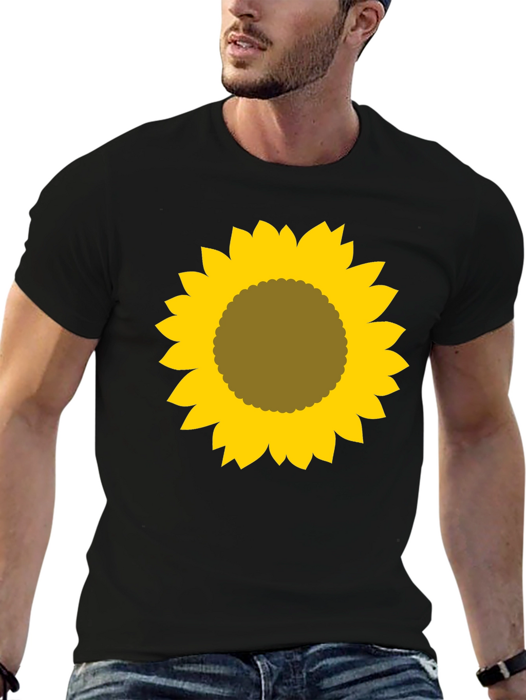 Sunflower Graphic Tee - Black Cotton Shirt