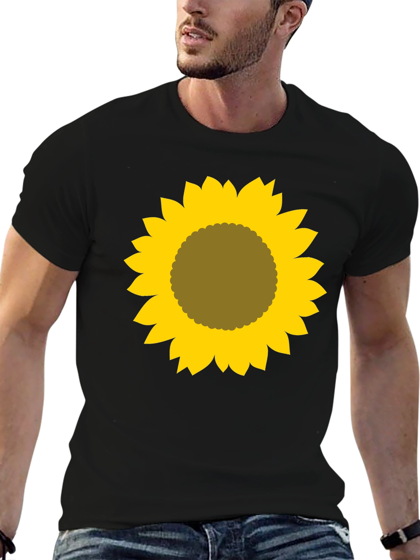 Sunflower Graphic Tee - Black Cotton Shirt