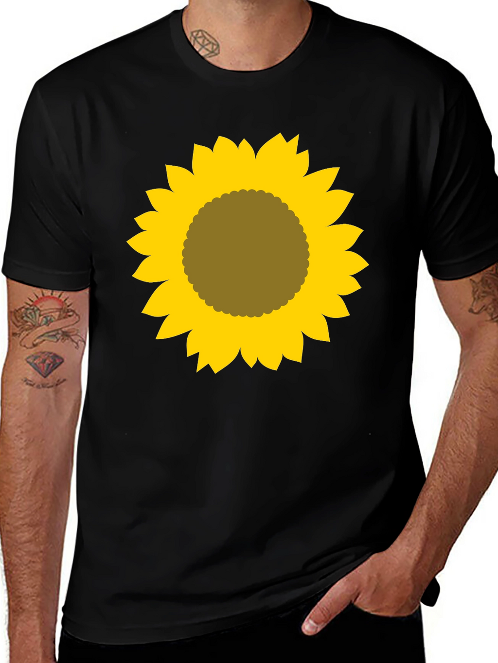 Sunflower Graphic Tee - Black Cotton Shirt