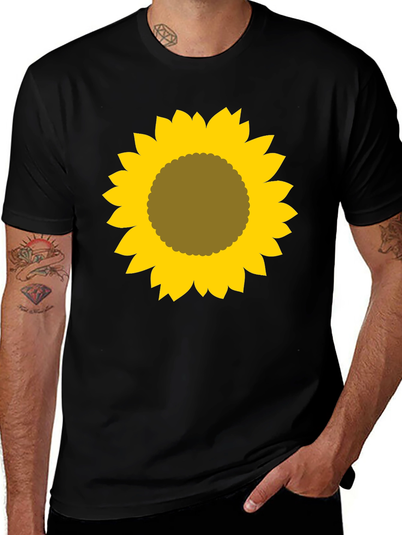 Sunflower Graphic Tee - Black Cotton Shirt
