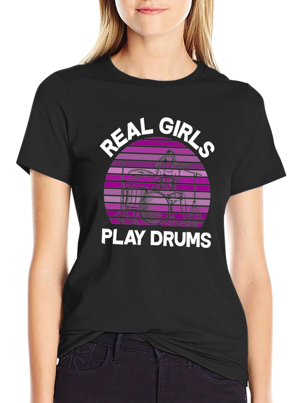 Real Girls Play Drums Graphic Tee - Black