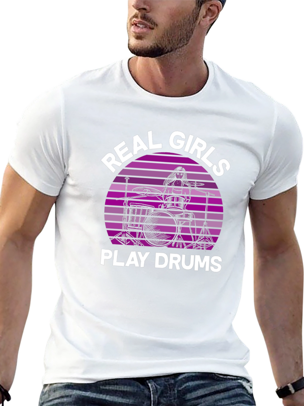 Real Girls Play Drums Graphic Tee - Black