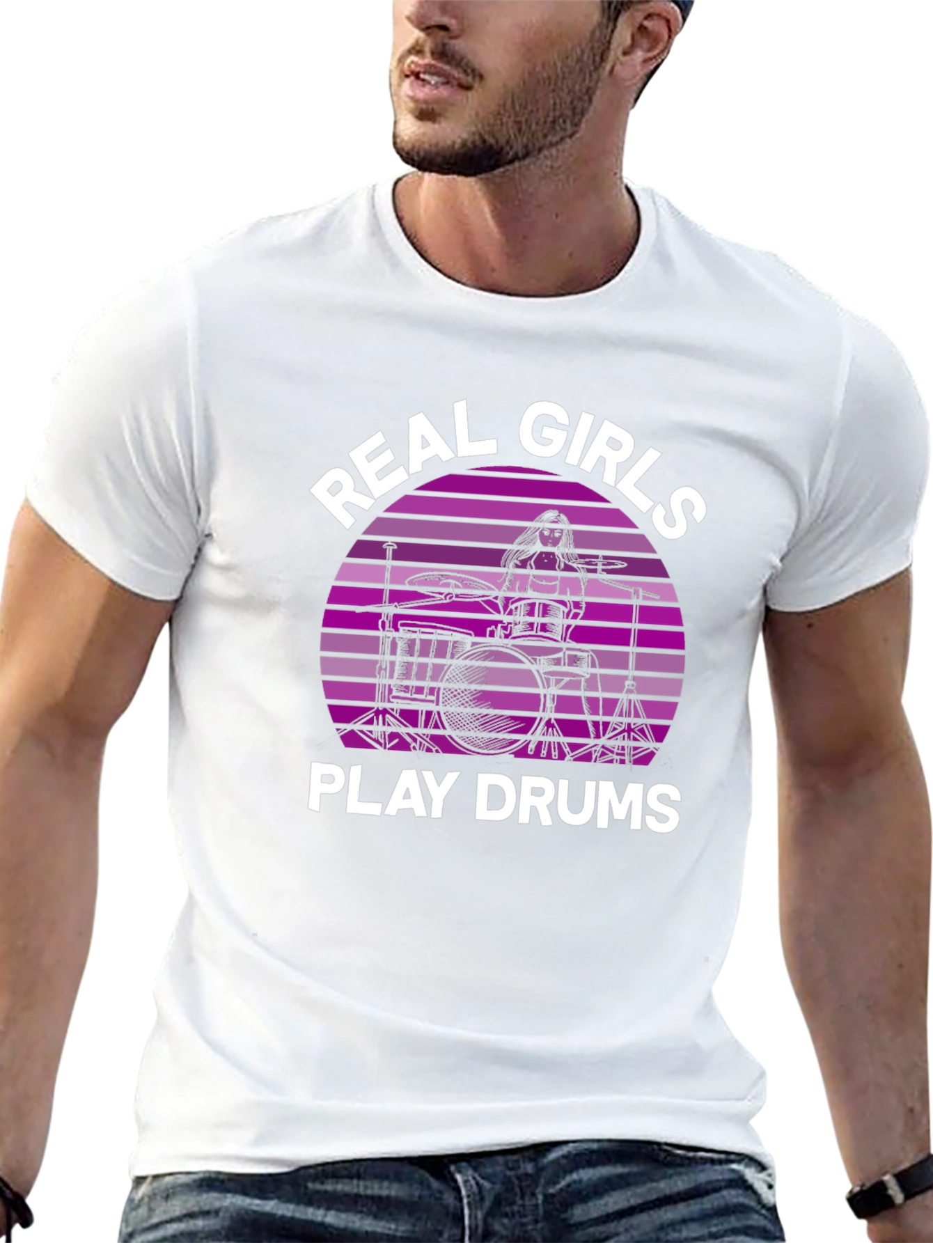 Real Girls Play Drums Graphic Tee - Black