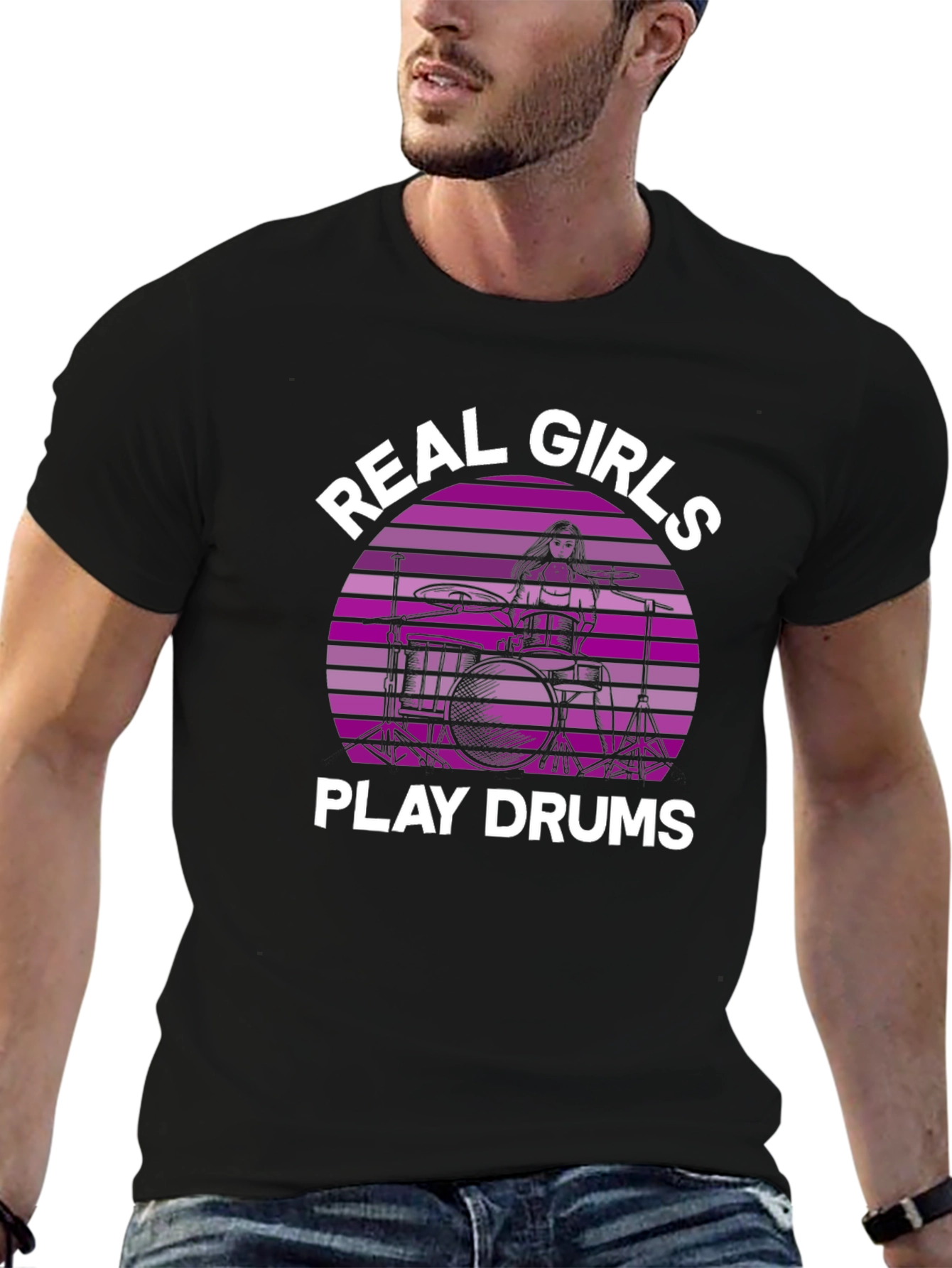 Real Girls Play Drums Graphic Tee - Black