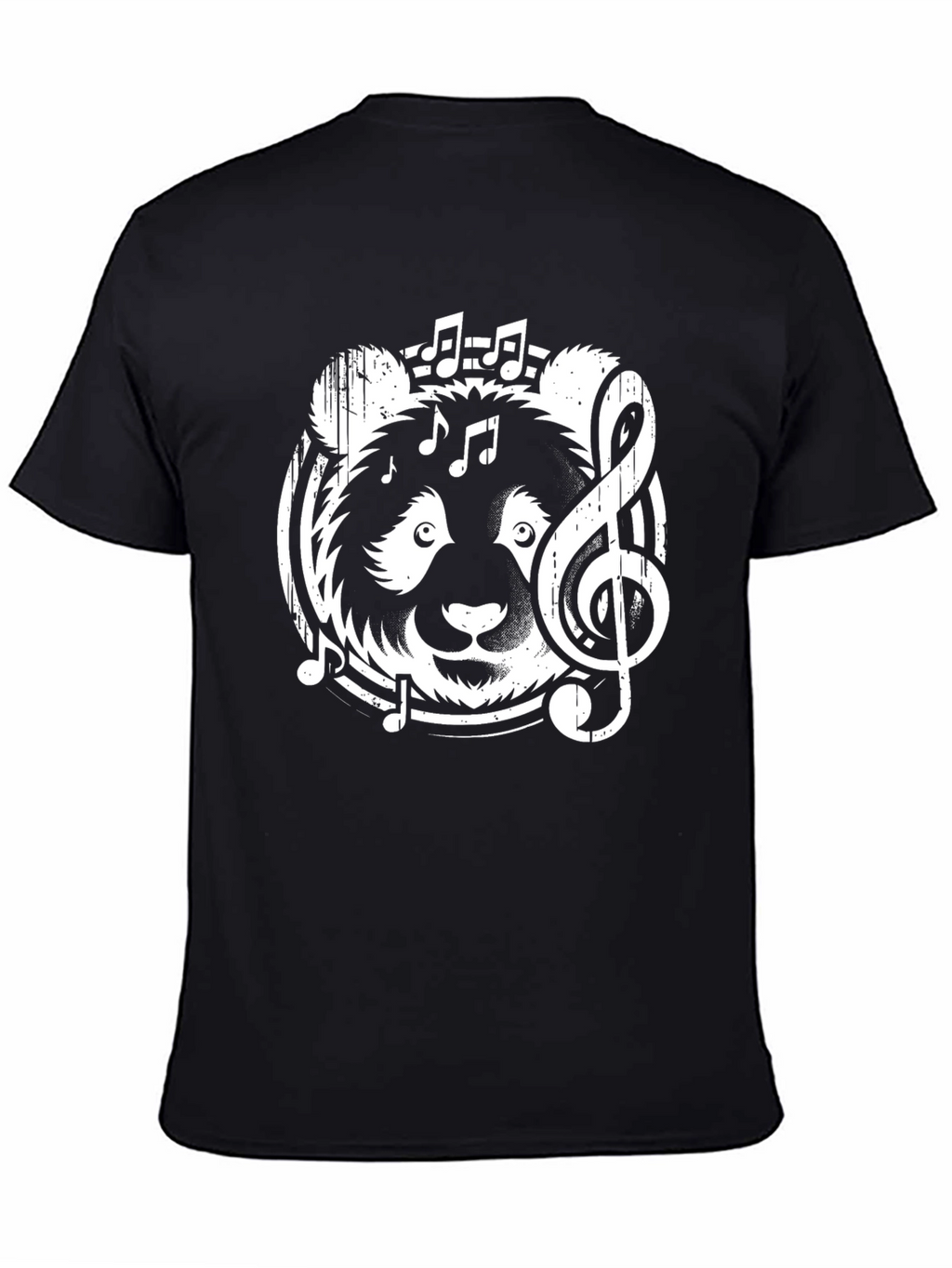 Musical Panda Graphic T-Shirt - Black Crew Neck Tee