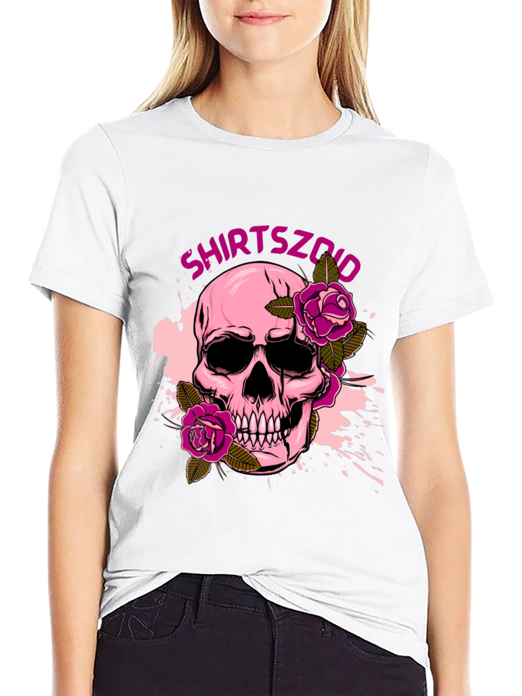 Skull and Roses Graphic Tee - Mens Black T-Shirt