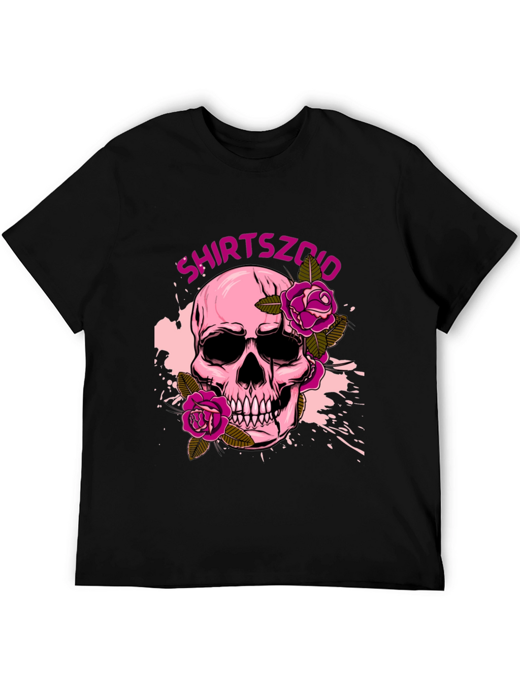 Skull and Roses Graphic Tee - Mens Black T-Shirt