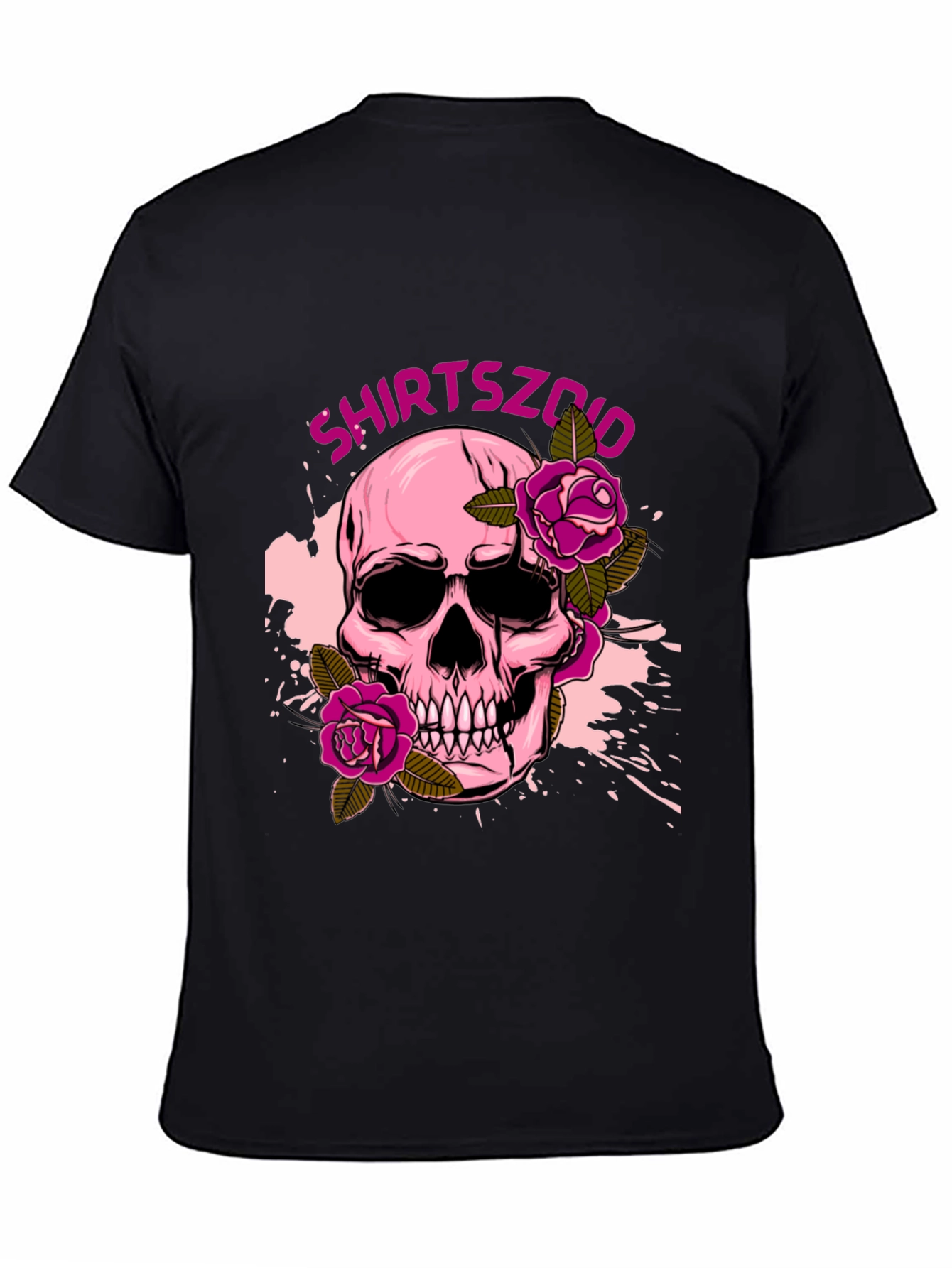 Skull and Roses Graphic Tee - Mens Black T-Shirt