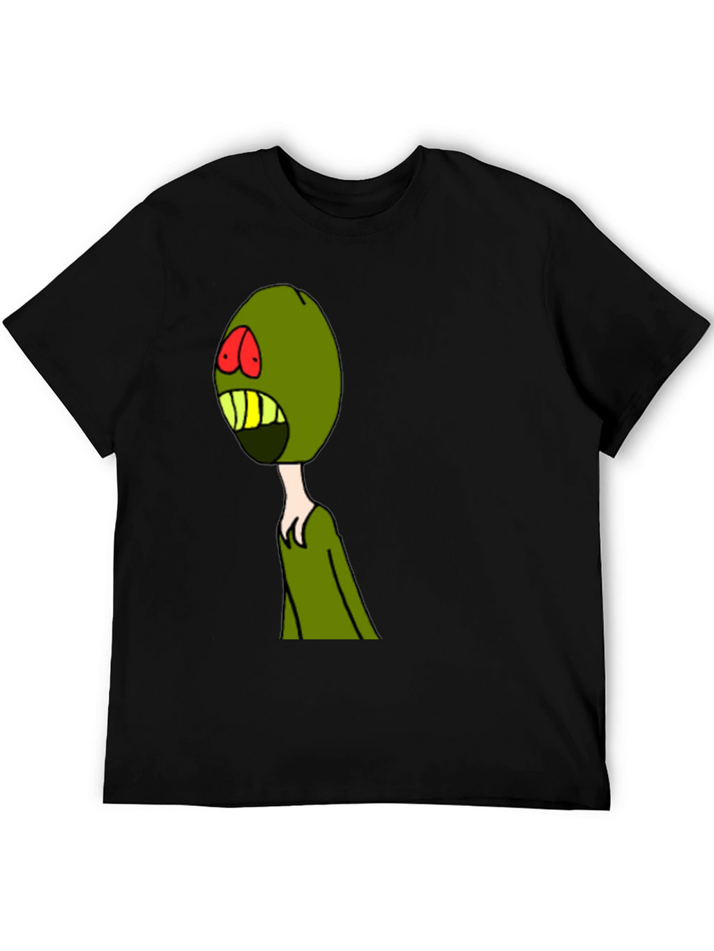 Olive Cartoon Graphic Print Black T-Shirt