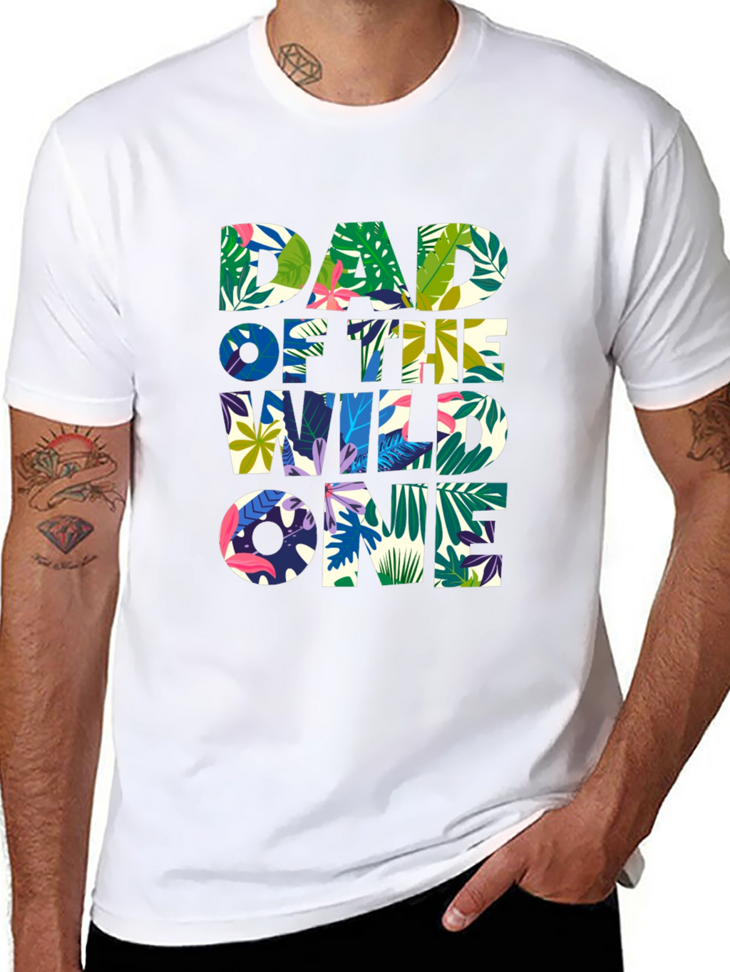 Dad of the Wild One Tropical Graphic T-Shirt