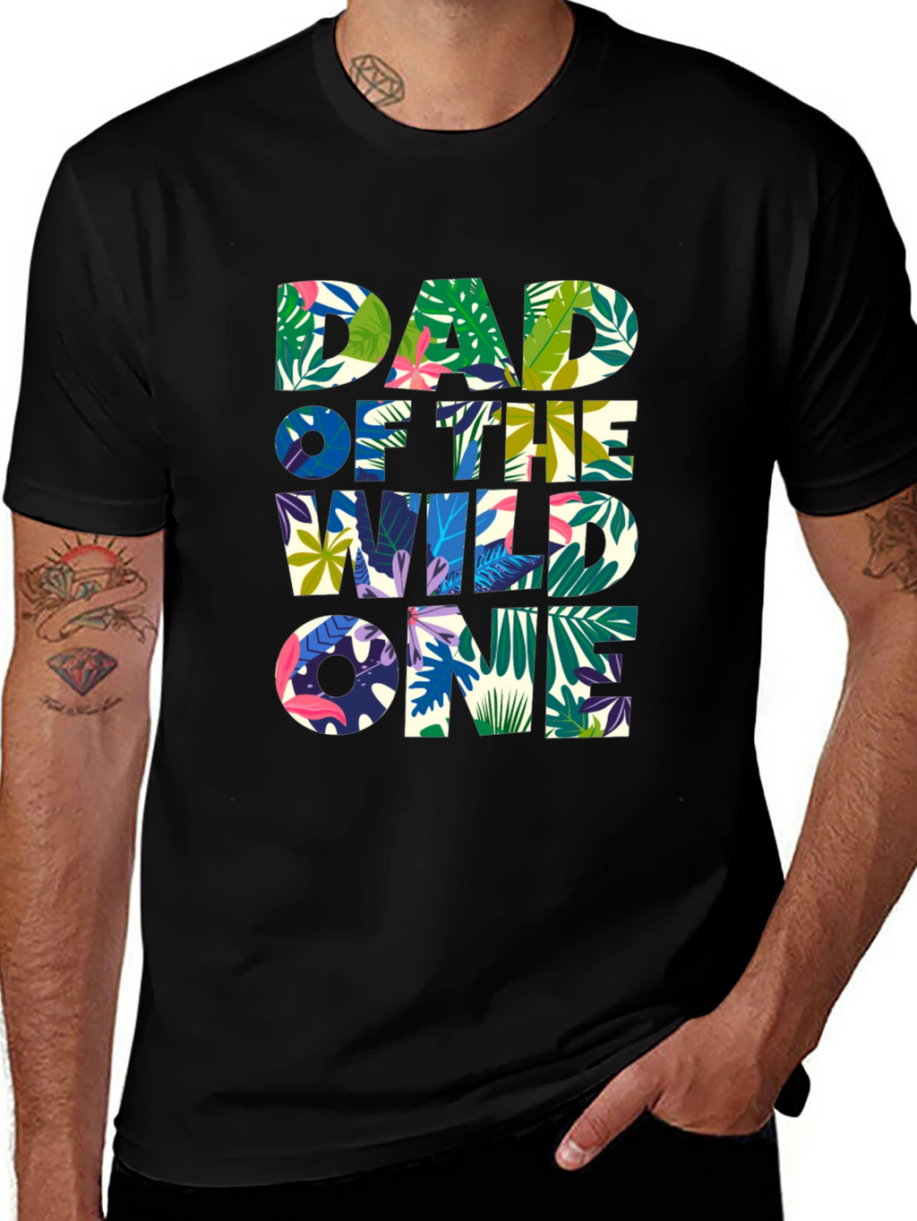 Dad of the Wild One Tropical Graphic T-Shirt