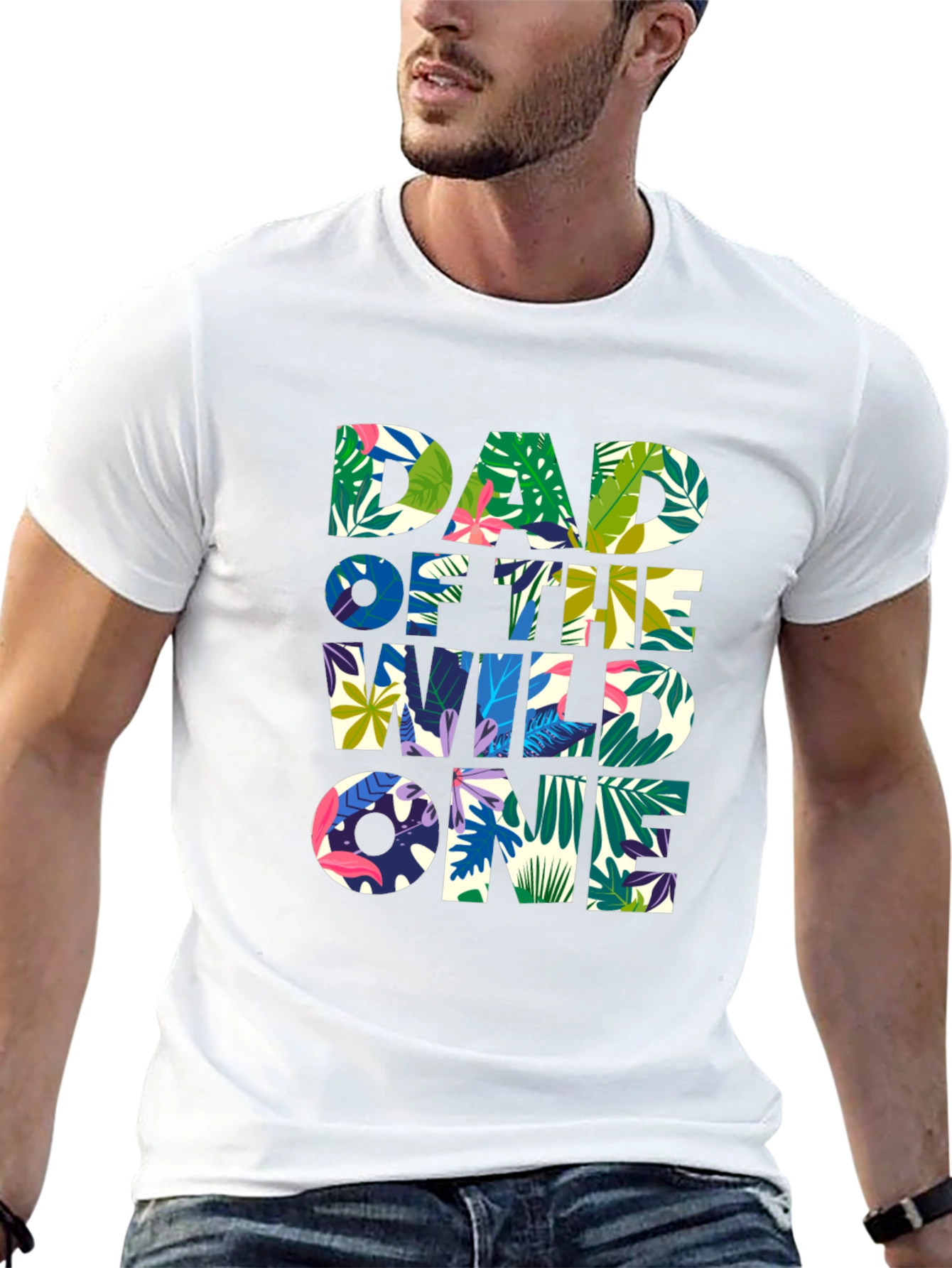Dad of the Wild One Tropical Graphic T-Shirt