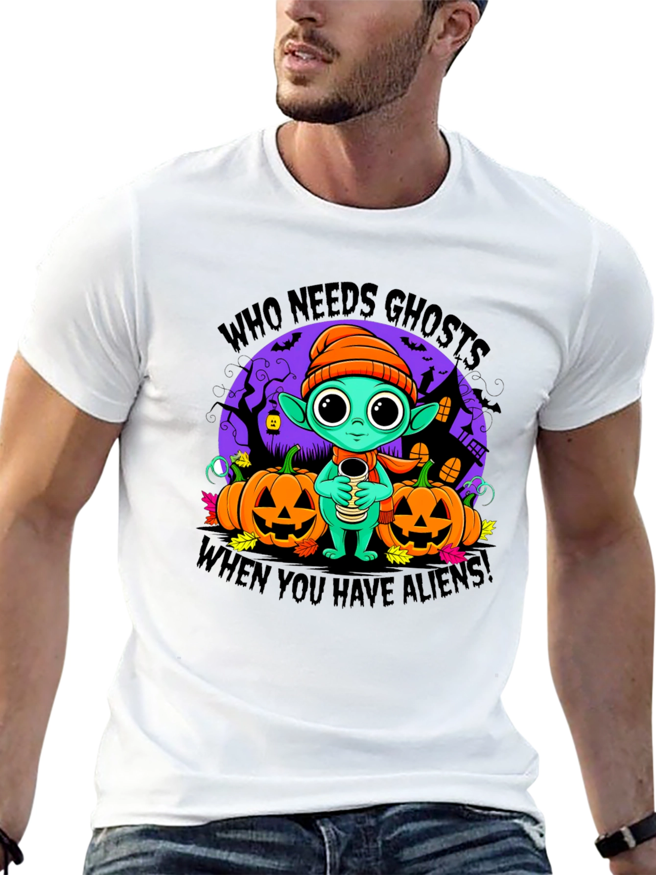 Halloween Alien Graphic T-Shirt