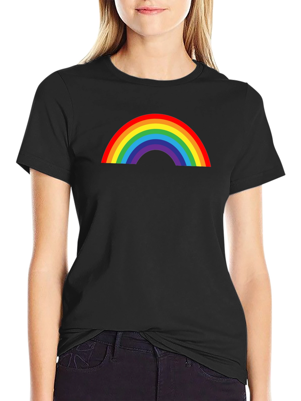 Rainbow Graphic Print Black T-Shirt
