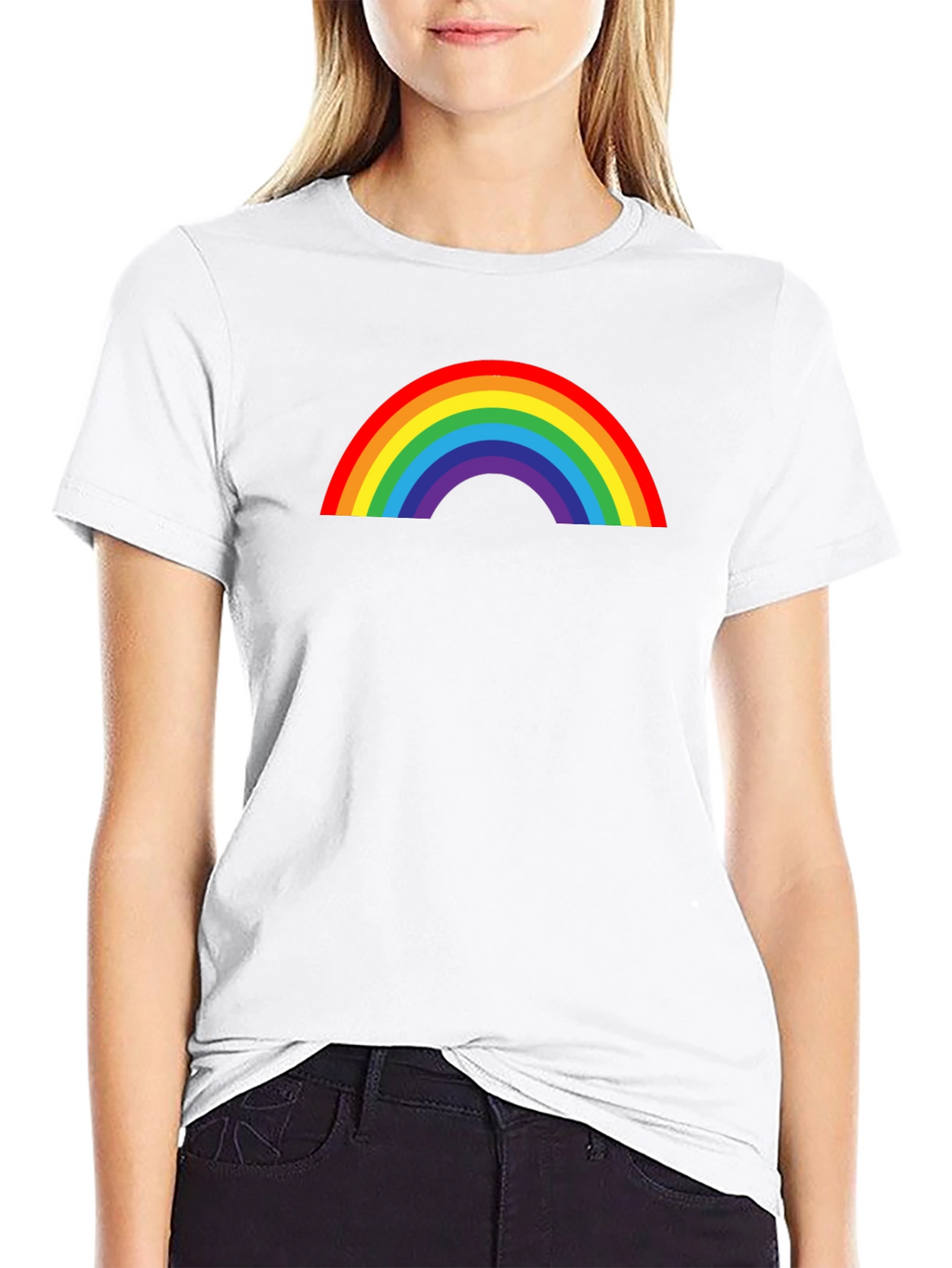 Rainbow Graphic Print Black T-Shirt