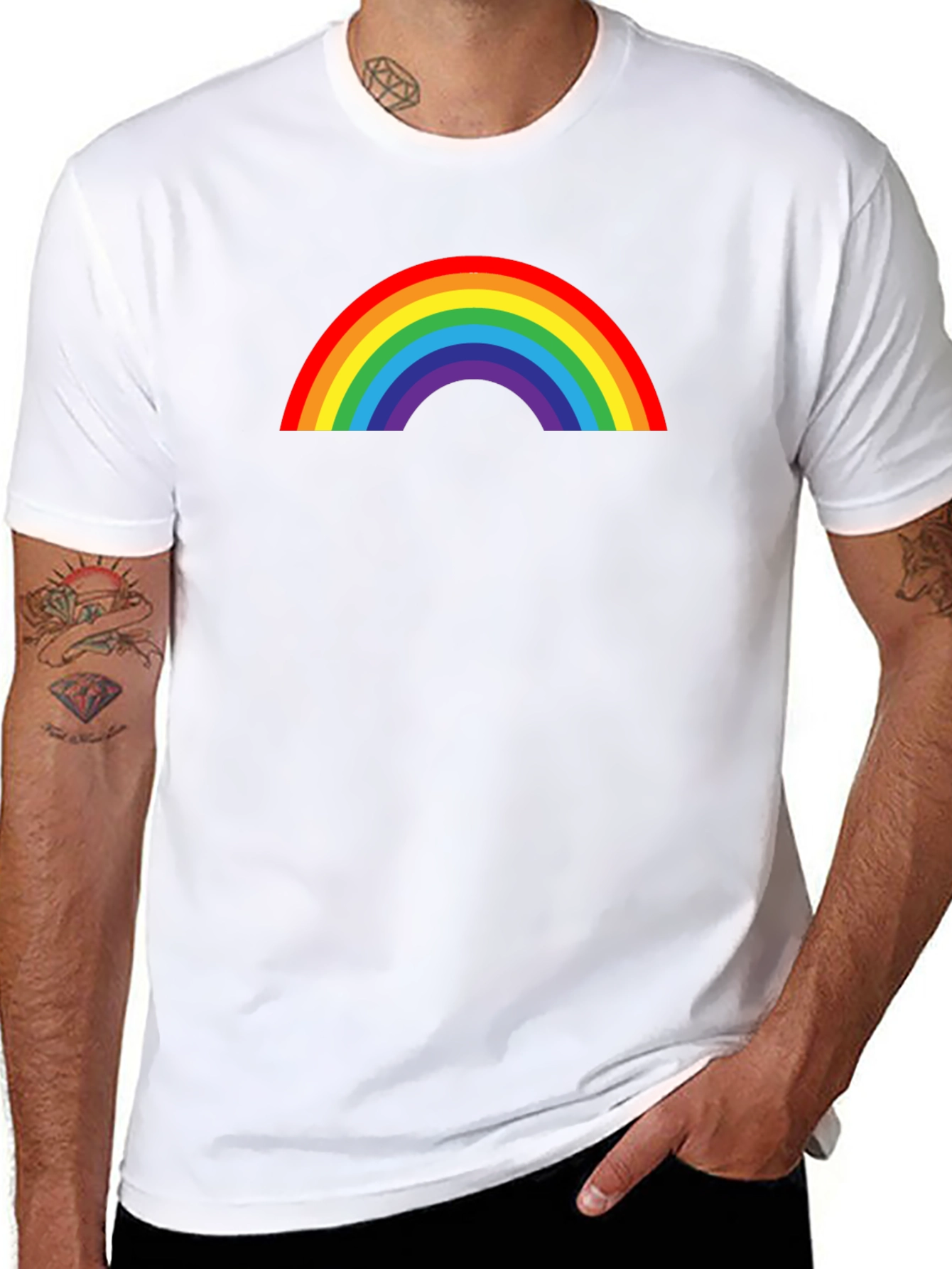Rainbow Graphic Print Black T-Shirt