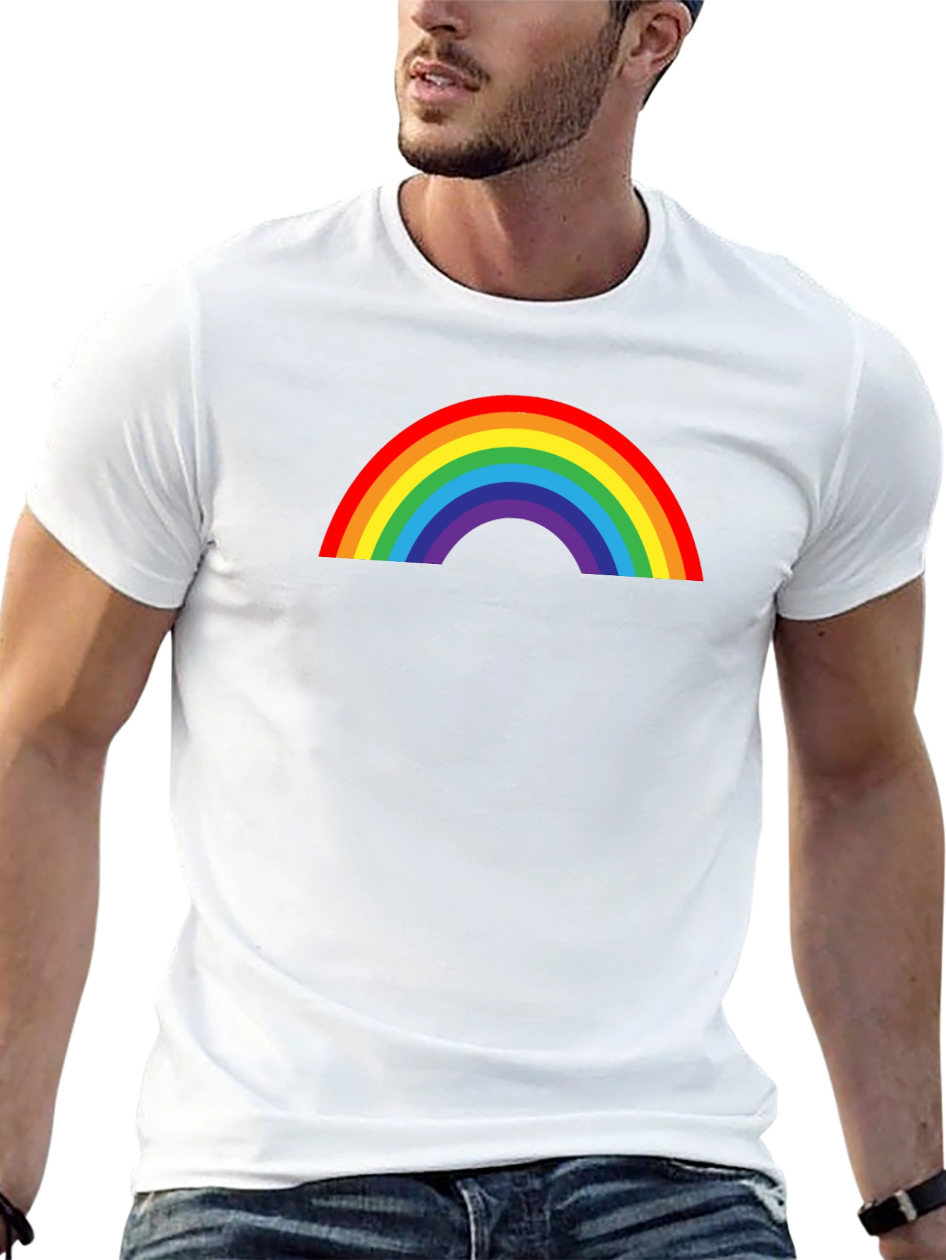 Rainbow Graphic Print Black T-Shirt