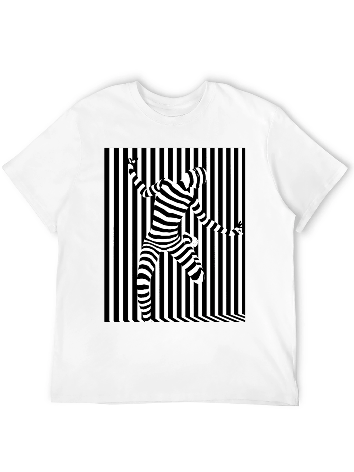 Optical Illusion Striped Tee - Modern Graphic Print